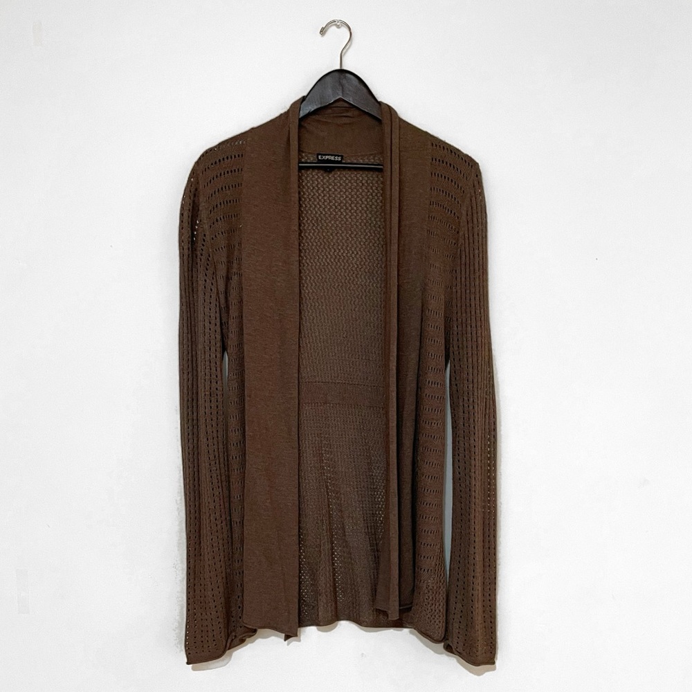 Express Brown Cardigan Long Sleeve in Medium